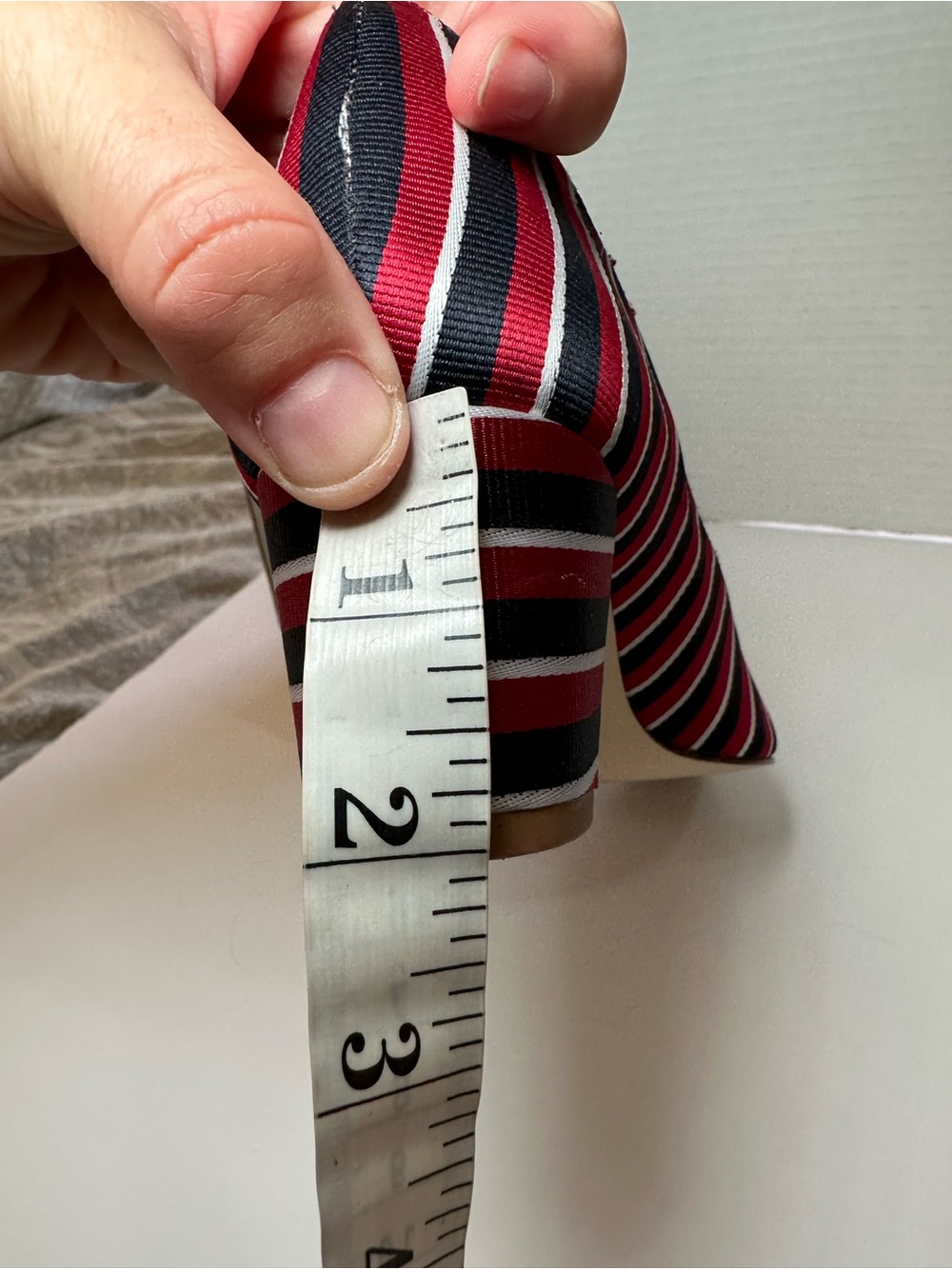 Talbots Women’s Red, White & Blue Stripe Kelsey Block Almond Toe Pumps- Size 8 - Picture 4 of 11